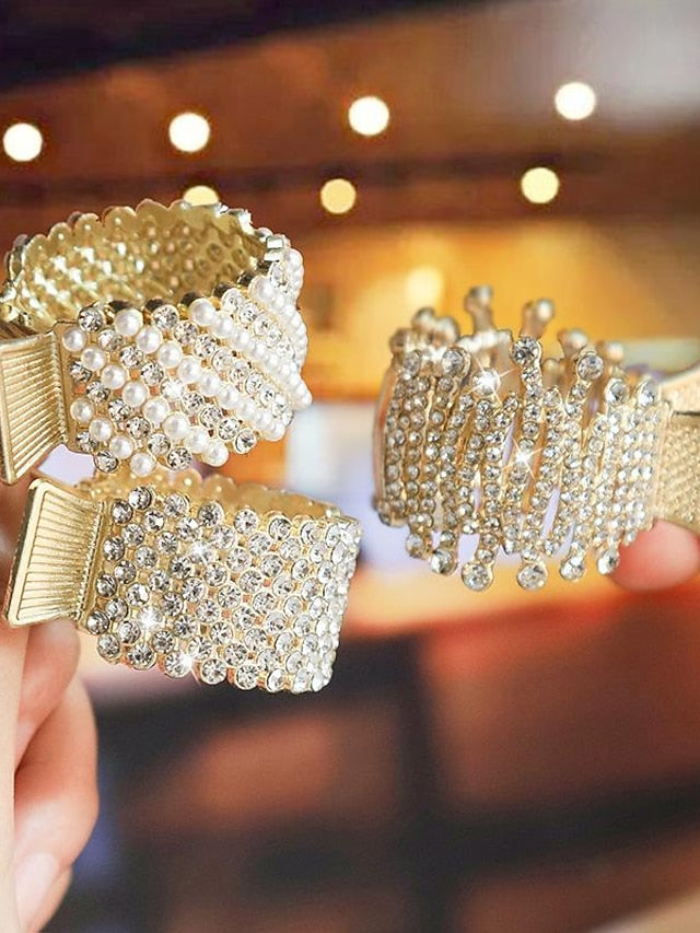 Women's Hair Clip For Daily Classic Crystal Alloy Crown Rhinestone Grabber Pearl Rhinestone Grabber Crown Black Diamond Hair Clip - LuckyFash™