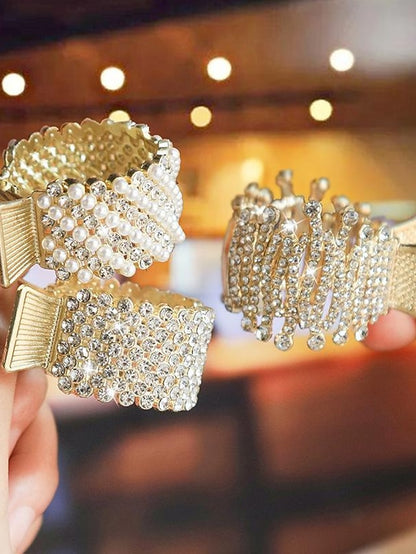 Women's Hair Clip For Daily Classic Crystal Alloy Crown Rhinestone Grabber Pearl Rhinestone Grabber Crown Black Diamond Hair Clip - LuckyFash™