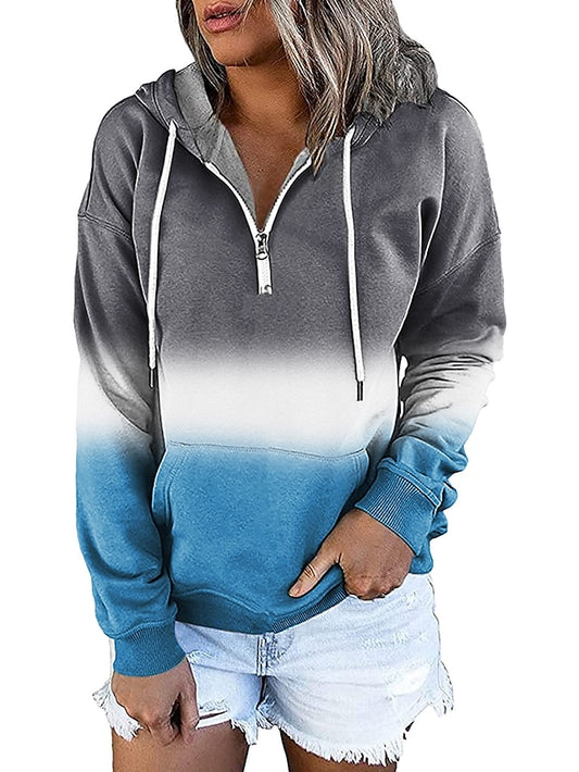 Women's Hoodie Sweatshirt Pullover Streetwear Casual Front Pocket Green Blue Purple Gradient Casual Hooded Long Sleeve S M L XL XXL - LuckyFash™