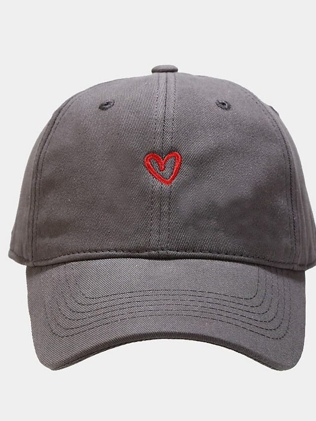 Cotton Baseball Caps Unisex Casual Sunhat Heart Embroidery Man Women Summer Hat Outsport Daily Duck Tongue Cap Couple Sun Visor - LuckyFash™