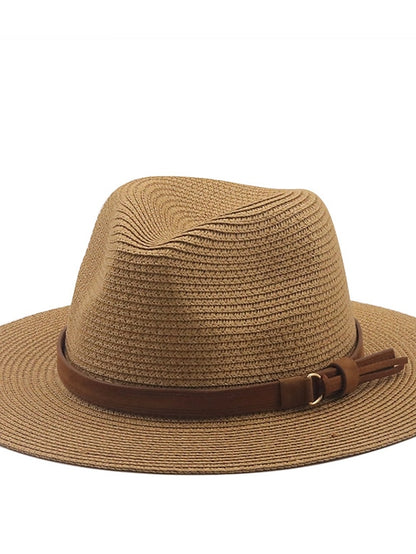 New Summer Straw Sun Hat Women Wide Brim Summer Outing Sun Visor Holiday Cool Hat Seaside Beach Sunscreen Hat Lady Jazz Hat - LuckyFash™