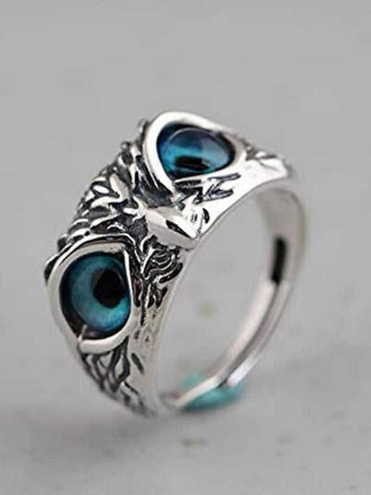 1PC Ring Adjustable Ring For Men's Women's AAA Cubic Zirconia Blue Daily Holiday Alloy Classic Owl - LuckyFash™