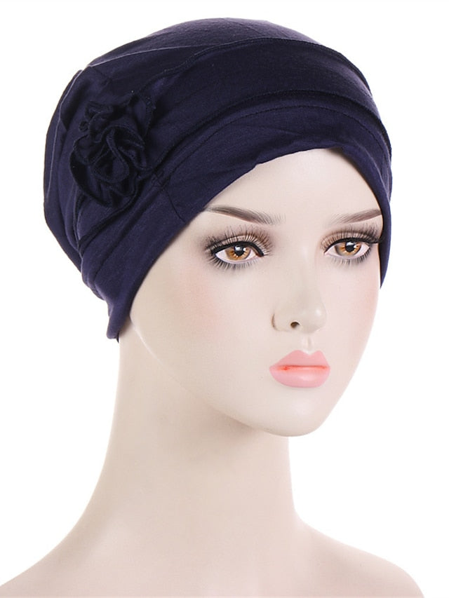 Women Turban Hat African Turban Covers Vintage Plain Head Wraps Soft Beanie Hat Headwear for Female - LuckyFash™