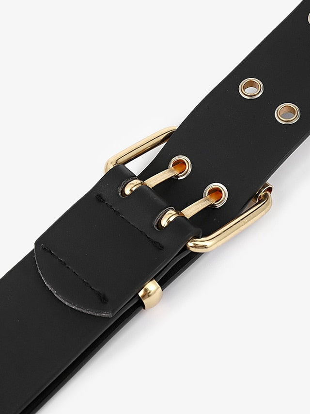 Women's Unisex PU Buckle Belt PU Leather Metal Bucke Eyelet Casual Classic Party Daily White Black Yellow Brown - LuckyFash™