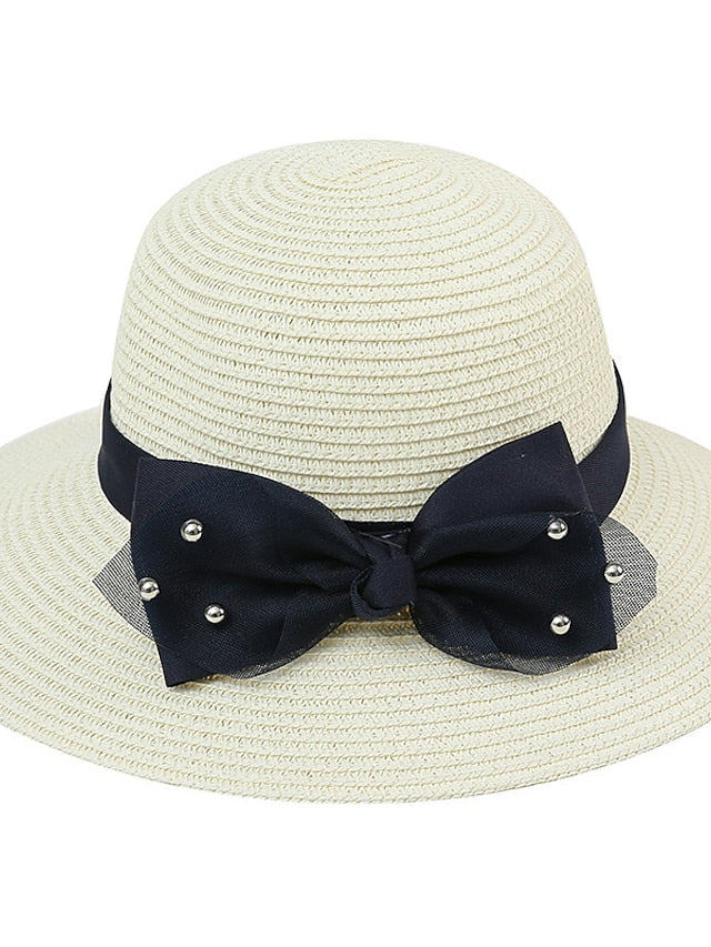 Summer Holiday Casual Women Straw Hat Beach Round Top Outdoor Bow Sun Hat - LuckyFash™
