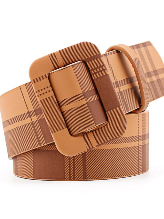 Women's Unisex PU Buckle Belt PU Leather Sliding Buckle Plain Casual Classic Party Daily Black Brown Yellow Beige - LuckyFash™