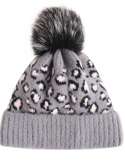Women's Hat Beanie / Slouchy Black Pink Light Gray Outdoor Home Daily Knit Leopard Portable Windproof Comfort - LuckyFash™