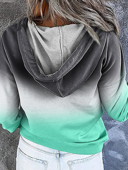 Women's Hoodie Sweatshirt Pullover Streetwear Casual Front Pocket Green Blue Purple Gradient Casual Hooded Long Sleeve S M L XL XXL - LuckyFash™