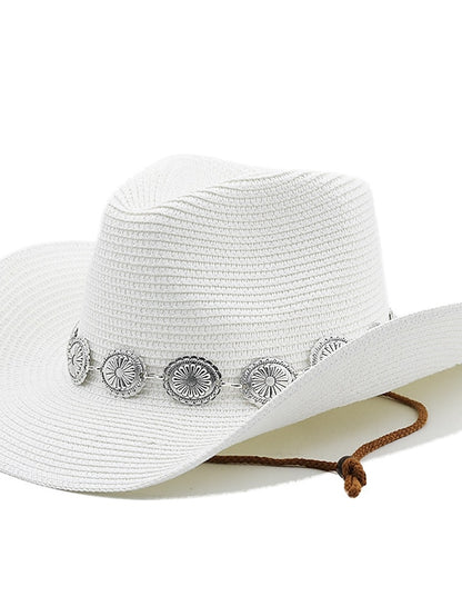 New Summer Men Women Straw Hollow Western Cowboy Hat Elegant Lady Punk Cowgirl Outdoor Jazz Beach with Adjustable Rope Sun Hat - LuckyFash™