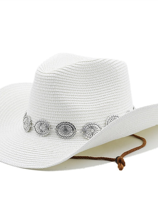 New Summer Men Women Straw Hollow Western Cowboy Hat Elegant Lady Punk Cowgirl Outdoor Jazz Beach with Adjustable Rope Sun Hat - LuckyFash™