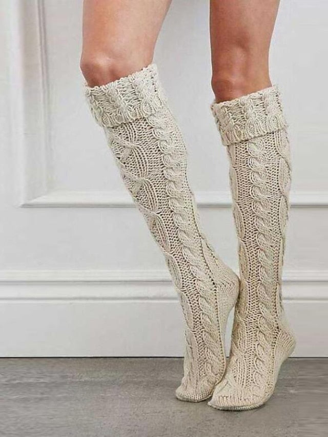 Men's Women's Knee High Socks Outdoor Home Daily Solid Color Spandex Cotton Sporty Simple Cute Casual / Daily 1 Pair - LuckyFash™