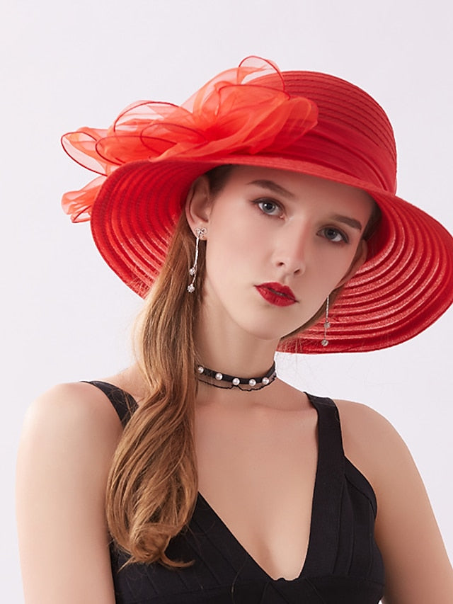 Women's Party Hat Party Wedding Street Mesh Bowknot Ribbon bow Dark Blue Beige Hat Black White Red Green Purple - LuckyFash™