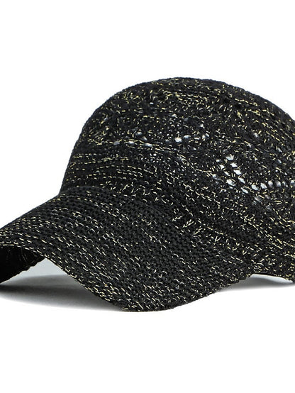 Glossy Ladies Knitting Sun Hat Summer Outdoor Hollow Mesh Breathable Sunshade Hats New Fashion All-Match Lady Baseball Hat - LuckyFash™