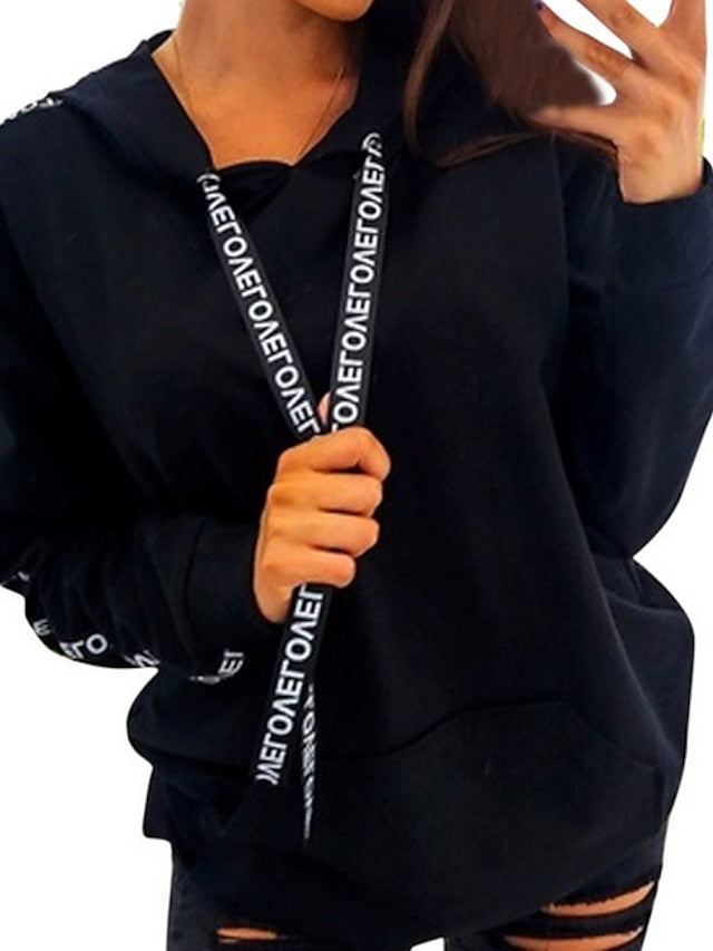 Women's Hoodie Pullover Basic Casual Black Blue Pink Plain Solid Colored Street Hooded Long Sleeve S M L XL XXL - LuckyFash™