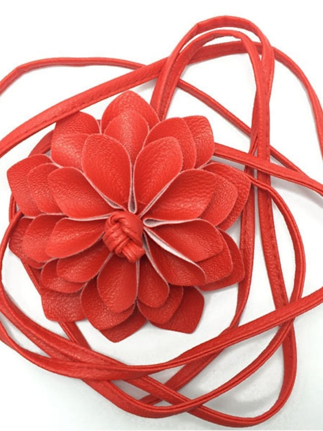 Women's Belt PU Red Blue Brown Beige Skinny Belt Daily Beach Pure Color - LuckyFash™