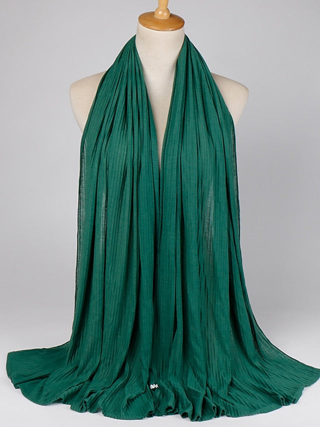 Multiple Colors Plain Solid Wrinkle Maxi Jersey Hijab Shawl Wrap Elastic Foulards Sjaal Arab Snood Islamic Muslim Headband 180*80Cm - LuckyFash™