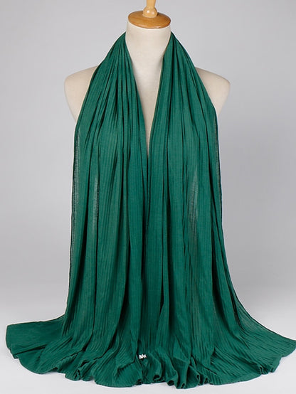 Multiple Colors Plain Solid Wrinkle Maxi Jersey Hijab Shawl Wrap Elastic Foulards Sjaal Arab Snood Islamic Muslim Headband 180*80Cm - LuckyFash™