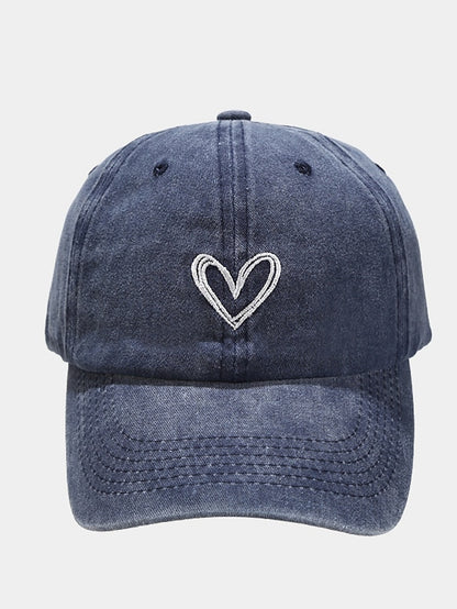 Fashion Outdoor Sport Solid Baseball Caps For Men Women Couple Love Heart Embroidery Snapback Cap Washed Cotton Dad Hat - LuckyFash™