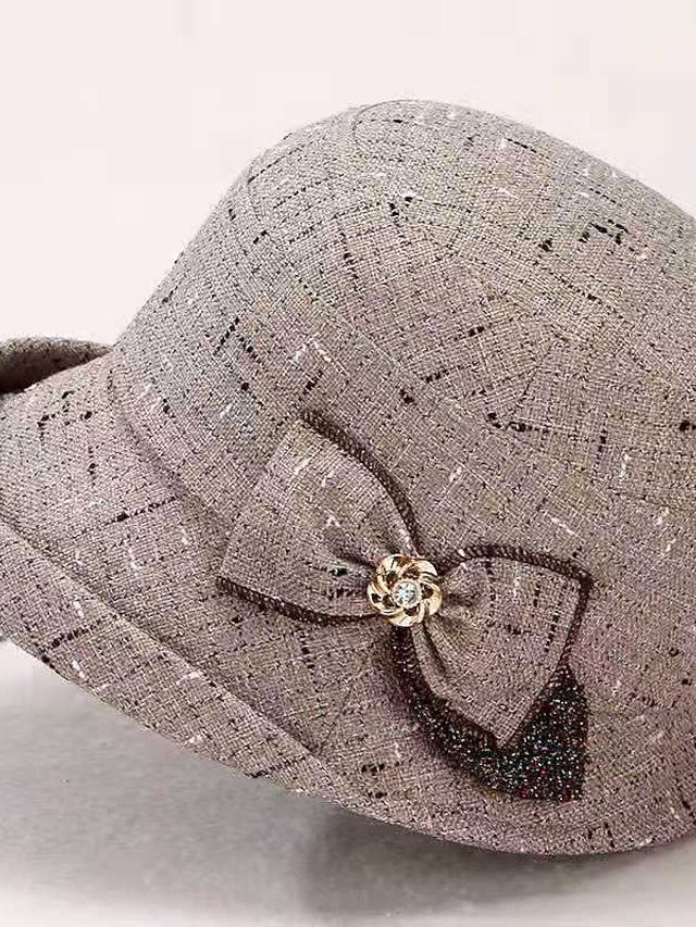 Women's Hat Party Hat Light Gray Dark Gray Red Wedding Party Daily Bow Plaid Portable Windproof Comfort - LuckyFash™
