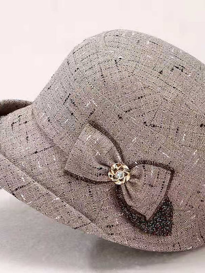 Women's Hat Party Hat Light Gray Dark Gray Red Wedding Party Daily Bow Plaid Portable Windproof Comfort - LuckyFash™
