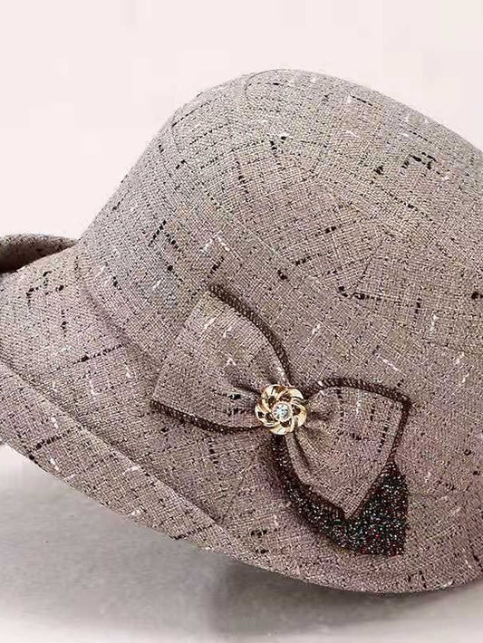 Women's Hat Party Hat Light Gray Dark Gray Red Wedding Party Daily Bow Plaid Portable Windproof Comfort - LuckyFash™