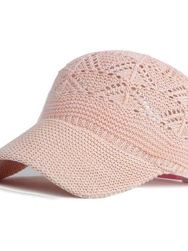 Glossy Ladies Knitting Sun Hat Summer Outdoor Hollow Mesh Breathable Sunshade Hats New Fashion All-Match Lady Baseball Hat - LuckyFash™