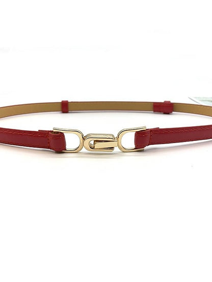 belt female pair buckle adjustable thin belt decoration simple waist mirror belt female pu imitation leather free punch girdle - LuckyFash™