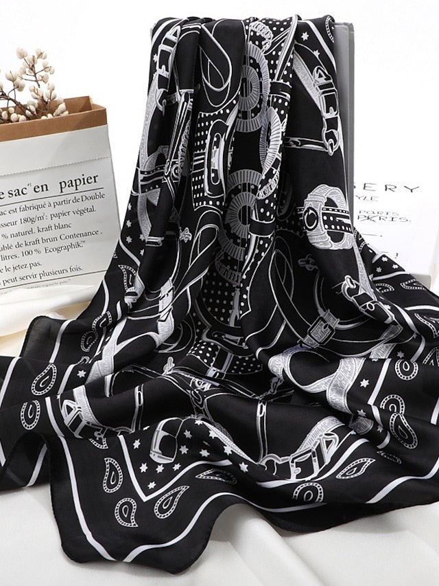Square Silk Scarf Women Satin Print Hijab Scarves Muslim Bandana Female Shawl Wrap Headband Foulard 70*70cm - LuckyFash™