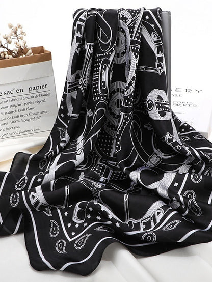 Square Silk Scarf Women Satin Print Hijab Scarves Muslim Bandana Female Shawl Wrap Headband Foulard 70*70cm - LuckyFash™