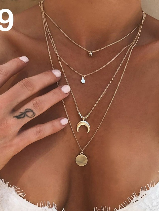 Choker Necklace Charm Necklace Layered Star Ladies Punk Lolita Bohemian Fashion Rhinestone Alloy Gold Layer Necklace 1 Layer Necklace 2 Layer Necklace 3 Layer Necklace 4 40 cm Necklace Jewelry - LuckyFash™