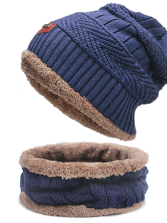 Men's Women's Slouchy Beanie Hat Winter Warm Set Outdoor Home Daily Solid / Plain Color Knitting Casual Casual / Daily 1 Pack - LuckyFash™
