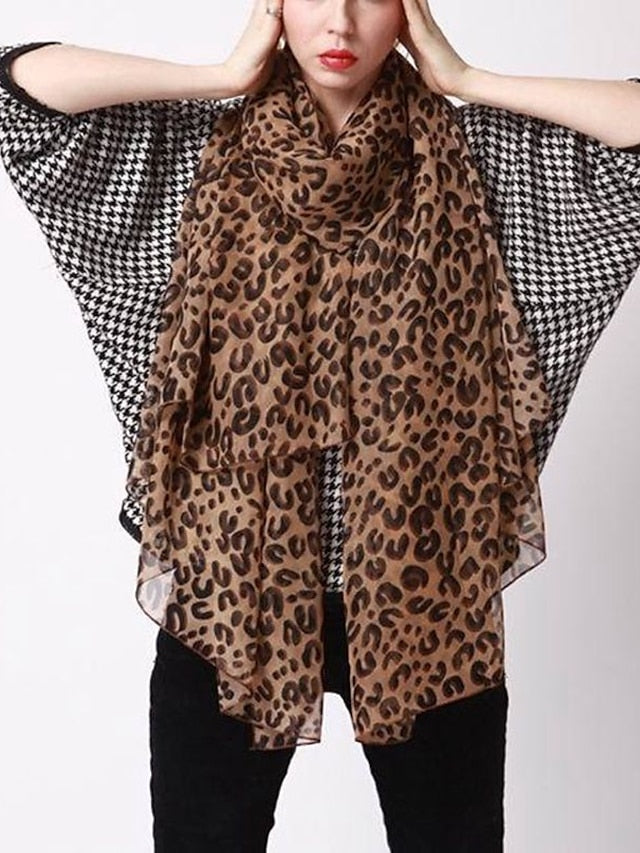 Women's Chiffon Scarf Party Street Causal Leopard Scarf Leopard / Fall / Spring - LuckyFash™