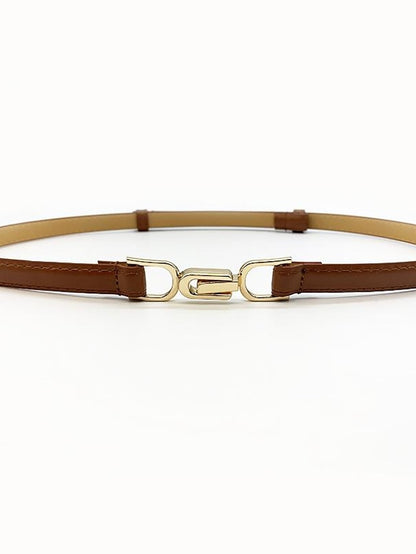 belt female pair buckle adjustable thin belt decoration simple waist mirror belt female pu imitation leather free punch girdle - LuckyFash™