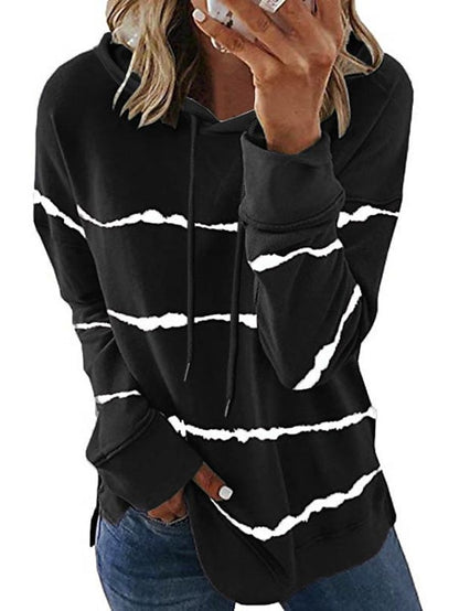 autumn and winter    popular loose long-sleeved tie-dye printed striped hooded sweater for Women - LuckyFash™