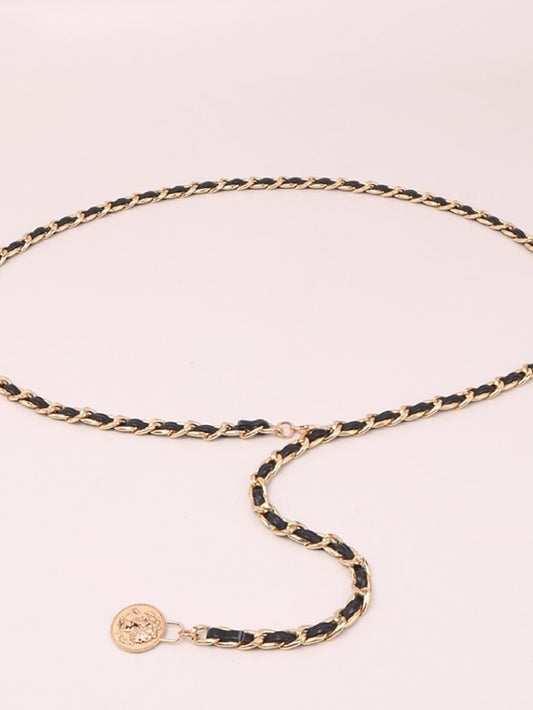 Women's Web Belt Metal Chain Metal Bucke Cord Wowen Casual Formal Party Work Black - LuckyFash™