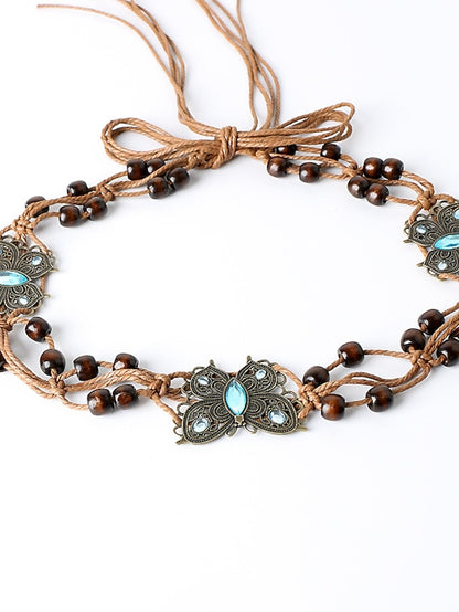 Women's Belt Wood Champagne Blue Chain Home Beach Multicolor - LuckyFash™