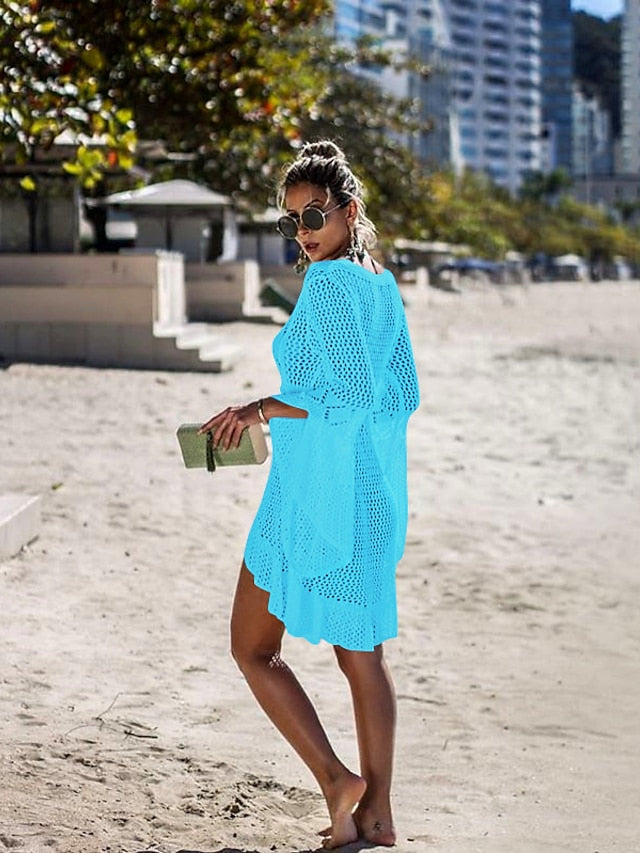 Womenâ€˜s Green Black Blue Long Sleeve Pure Color Lace up Winter Fall Autumn Crew Neck Hot Winter Dress Fall Dress Loose Fit One-Size - LuckyFash™