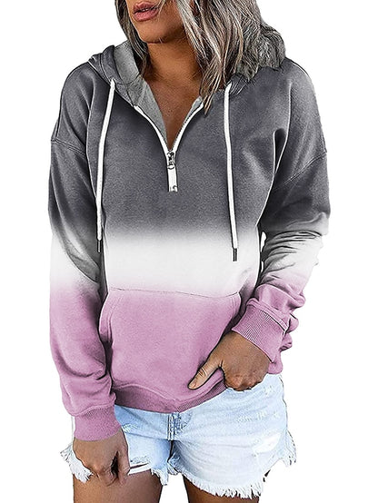 Women's Hoodie Sweatshirt Pullover Streetwear Casual Front Pocket Green Blue Purple Gradient Casual Hooded Long Sleeve S M L XL XXL - LuckyFash™