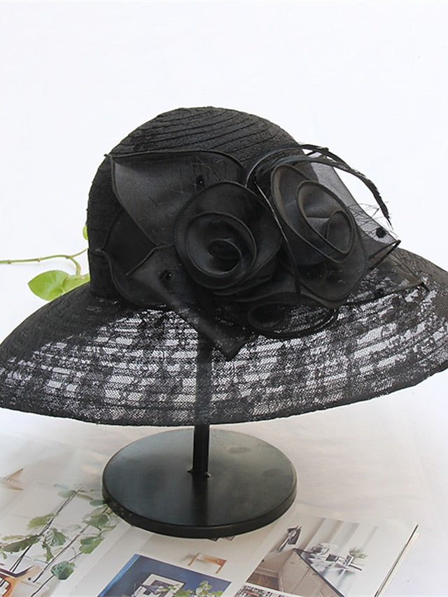 Women's Hat Bucket Hat Sun Hat Black And White Black Pink Party Outdoor Dailywear Floral Floral Portable Windproof Comfort - LuckyFash™