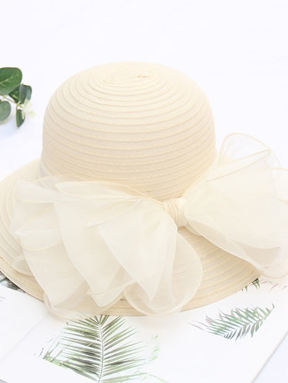 Women's Party Hat Party Wedding Street Mesh Bowknot Ribbon bow Dark Blue Beige Hat Black White Red Green Purple - LuckyFash™