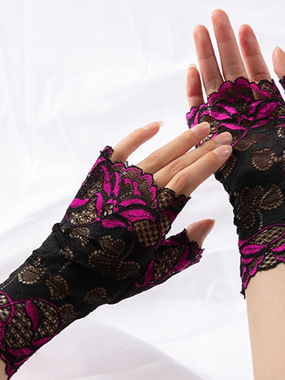 Women's Fingerless Gloves Party / Evening Daily Flower / Plants Lace Lolita Cute 1 Pair - LuckyFash™