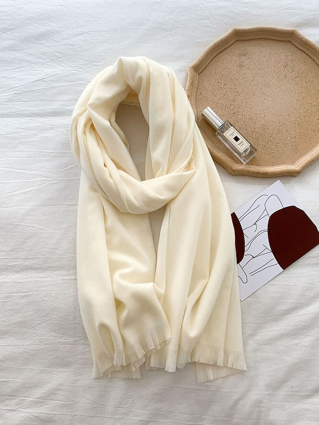 Women's Women's Shawls & Wraps Party Black Scarf Pure Color / Basic / Red / Fall / Winter / Imitation Cashmere - LuckyFash™