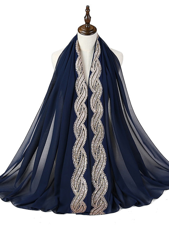 New Muslim Chiffon Hijab for Women Scarf with Sequins Femme Islam Glitter Headscarf Islamic Hijab Shawls Wraps - LuckyFash™