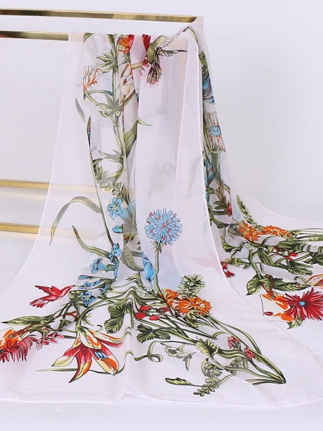 Women's Scarves Shawl Gift Daily Holiday Flowers Chiffon Vacation Bohemia Sunscreen Outdoor Casual / Daily 1 PC - LuckyFash™