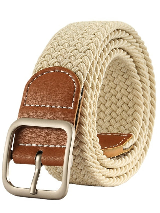 Men's Women's Web Belt Canvas Buckle Free Plain Classic Casual Work Daily Black / White Black Blue Green - LuckyFash™