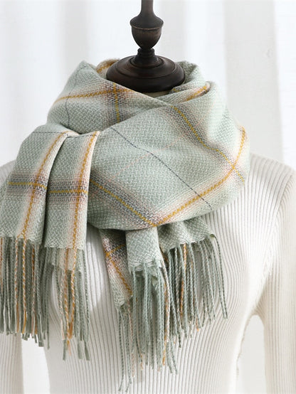 Women's Women's Shawls & Wraps Outdoor Dailywear Holiday Yellow Blue Pink Scarf Plaid - LuckyFash™