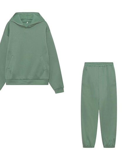 Hoodie 2 Piece Solid / Plain Color Sports Regular Winter Creamy-white ArmyGreen Big red Purple Pink for Women - LuckyFash™