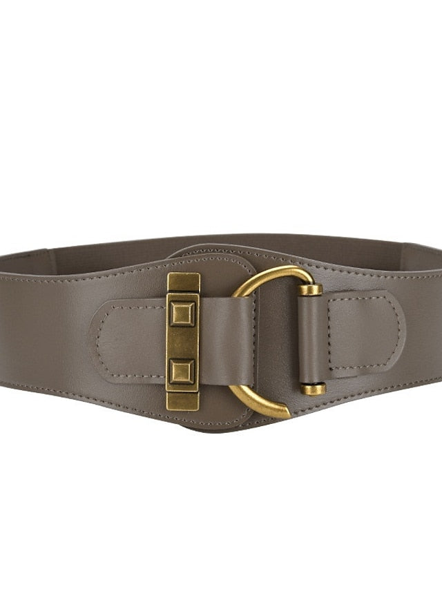 Women's Belt Faux Leather Black Pink Light Brown Khaki Red Wide Belt Outdoor Street Dailywear Holiday Pure Color / Spring / Summer / Fall / Winter - LuckyFash™