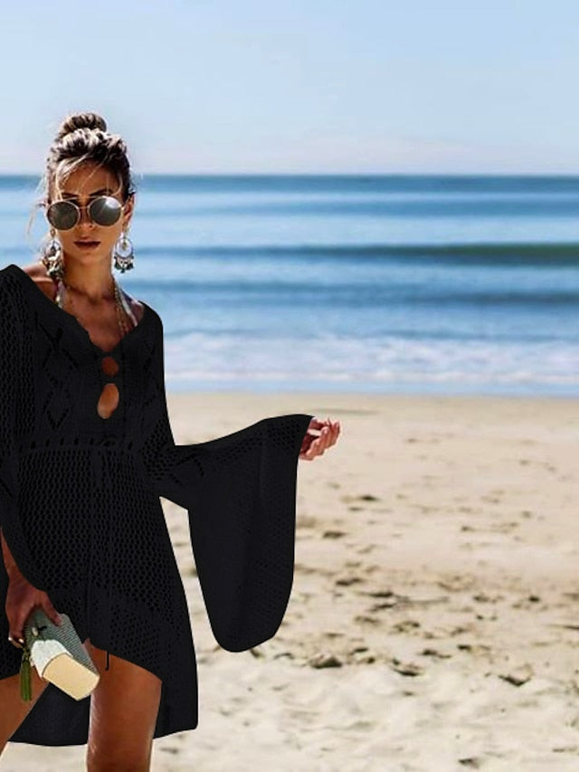 Womenâ€˜s Green Black Blue Long Sleeve Pure Color Lace up Winter Fall Autumn Crew Neck Hot Winter Dress Fall Dress Loose Fit One-Size - LuckyFash™