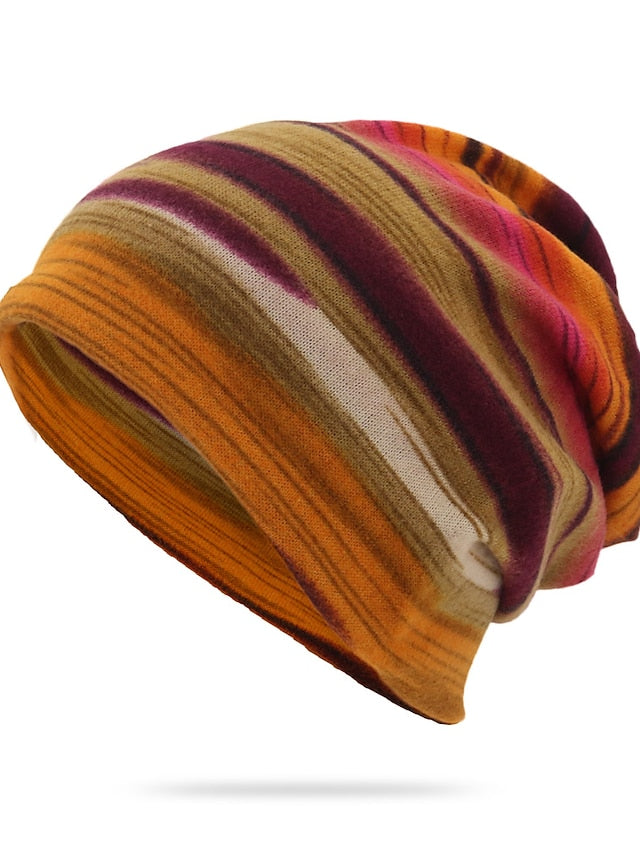 unwstyu unisex multi-purpose hat, neck warmer, contrasting colors, striped, skull hat purple - LuckyFash™